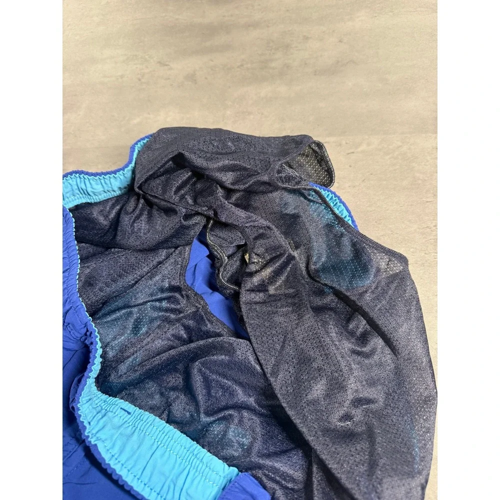 LL Bean Swim Trunk Short XL Supplex Nylon Colorblock Beach Blue Lined Surf Baggy